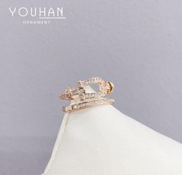 Koreaanse Versie Micro Set Volledige Diamond Ins2020 Nieuwe Eenvoudige Dubbele Hoefijzer Women039s Veelzijdige Ring Hand Sieraden JEPK8344031