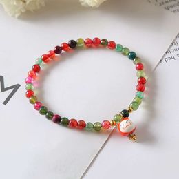 Version coréenne Mini Chat Lucky avec tourmaline colorée, accessoires pour femmes et bracelets à la mode douce et polyvalente