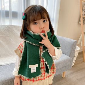 Koreaanse versie van All-Match Solid Color Hand-genaaid Kinderwollen Sjaal Nieuwe Herfst en Winter Jongens Meisjes Baby Warm Scarf