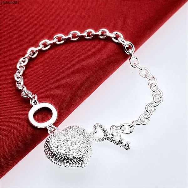Version coréenne de bijoux plaqués argent exquis, meilleure vente, cristal Zirconium diamant, clé en forme de cœur pour Bracelet Yhd060