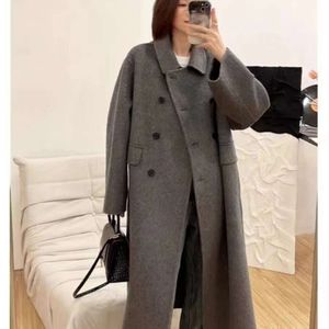 Manteau Double face en laine pour femmes, Version coréenne haut de gamme, automne et hiver 2023, nouveau manteau en laine à Double boutonnage de longueur moyenne