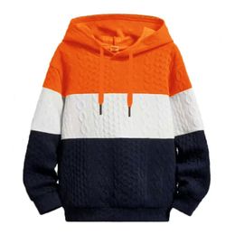 Version coréenne du sweat à capuche Jacquard ample assorti aux couleurs pour hommes, pull en tricot à capuche décontracté et minimaliste pour jeunes