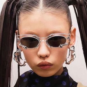 Koreaanse versie van de nieuwe high-end brillen, modieuze slangvormige decoratieve zonnebril, Jennie Same Street Photo Trend-zonnebril