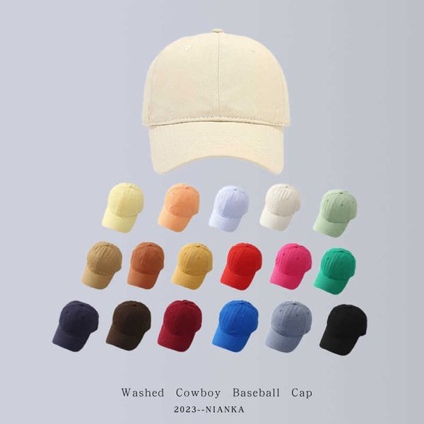 Version coréenne de simple couleur unie, casquette à bec de canard pour garçons et filles, tendance pour enfants, lavage à l'eau, pur coton, petit embout, casquette de baseball pour enfants