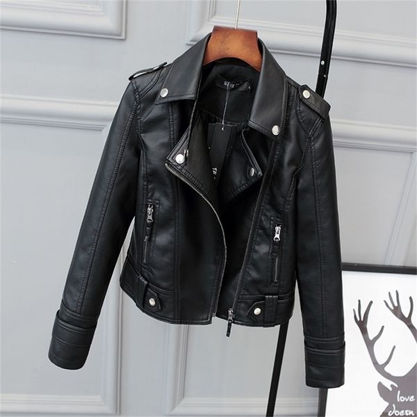 Version coréenne de Slim PU Leather Jacket Women s Spring Autumn Winter Motorcycle Short Coat 220819