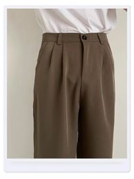 Koreaanse versie van pak broek Harun rechte been hoge taille rookpijp negen punt casual 240415