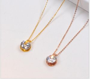 Koreaanse versie van de enkele diamant hanger rose vergulde ketting vrouwelijke kleur goud sleutelbeen Koreaanse accessoires geschenk