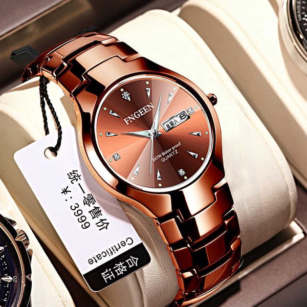 Versión coreana Fashion Simple Tungsten Steel Color Womens Student Watch Mens reloj para mujer Pareja impermeable ultra delgada de cuarzo reloj Reloj