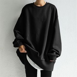 Version coréenne Street Style Sweat-shirts surdimensionnés pour femmes Casual Couleur Solide Sweats à capuche d'hiver Plus Taille Top Pulls Streetwear 211222