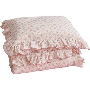 Korean Vintage Floral Dprined Ruffed Cotton Baby Dekbedoverkoker Kinderen Kinderen Infant Cot Crib Deksel Covers Quilt Cover Bedding 240408