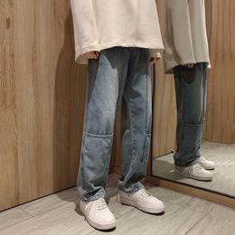 Koreaanse wijd-been jeans mannen mode casual retro harajuku mannen streetwear losse hip-hop rechte denim broeken heren