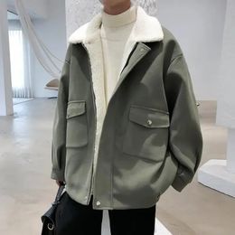 Veste d'hiver coréenne en laine pour hommes, veste épaisse en mélange de laine, vêtements de rue décontractés, manteau, vêtements pour hommes, 2023, 240102