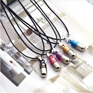 Koreaanse pillen paar hanger ketting verkoop sparen liefde capsule vorm lederen ketting buis legering mode hart sieraden voor mannen vrouwen