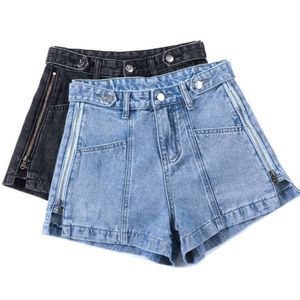 Short en Denim d'été coréen pour femmes, nouveau Style, ligne a, pantalon évasé amincissant à jambes larges, coupe slim avec fermeture éclair Sexy, fente brodée