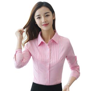 Camisas coreanas para mujer, camisa elegante de algodón a rayas para mujer, blusas de talla grande, blusa rosa de oficina para mujer, Tops de trabajo 3XL/5XL 210531