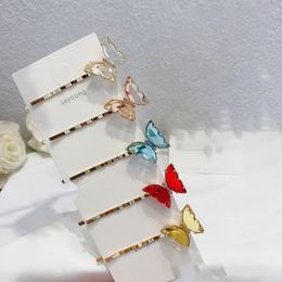 KoreanColorful Stregestone Butterfly Hair Clip Hair Pin For Women Girls Glass Stone Bobby Pins Hoofdtooi Sieraden Accessoires