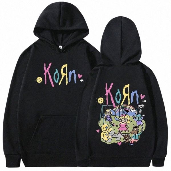 Korn Carto Rock Band Music Album Sweat à capuche pour hommes et femmes Vintage Metal Gothic Sweat-shirt surdimensionné Streetwear Lg Sweats à capuche 75ko #