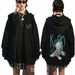 Korn Issues Rock Band Zipper Sweat à capuche pour hommes Vintage Metal Gothic surdimensionné Zip Up Sweats à capuche Streetwear Hip Hop Punk Sweat Manteaux u2ce #