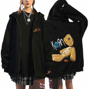 Korn Rock Band Sudaderas WORLD TOUR Sudaderas con capucha Carto Vintage Metal Gothic Streetwear Zip Up Chaquetas Tops Fleece Abrigos de gran tamaño D0in #