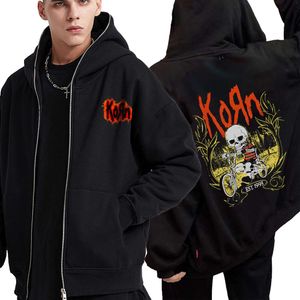 Korn Rock Band World Tour Full Zip Jacket Metal Music Men's Men's Zipper Sweatshirts Hip Hop Streetwear Hip Hop Clothes Y2K