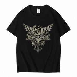 Korn Schedel Vleugels Zwarte T-shirt Vrouwen En Mannen Metal Gothic Rock Band T-shirts Vintage Plus Size T-shirt Cott tops t0bB #