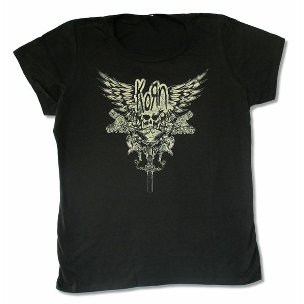 Korn Skull Wings Filles Juniors Noir T-shirt Bande Merch Personnaliser T-shirt 220525