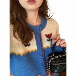 Korobov Chic Knitwears Cardigan Femmes Vêtements Automne Vintage Jacquard Pull Manteau Coréen Fi Sueters De Mujer Moda 2023 O4sZ #