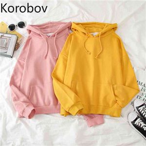Korobov Harajuku ulzzang hoodie femme vintage lange mouw vrouwelijke sweatshirts Koreaanse straatwear oversize preppy stijl hoodies 210430