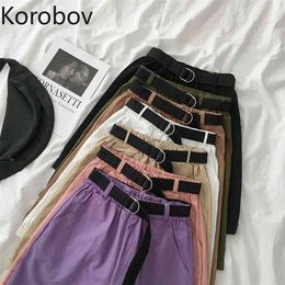 Korobov koreaans preppy stijl vrouwen hoge taille shorts zomer nieuwe chique harajuku korte feminino sjerpen vrouwelijke shorts 210430