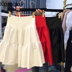 Korobov zomer nieuwe hoge taille rokken vrouwen effen kleur casual een lijn rok vrouwelijke koreaanse stijl bodems faldas mujer 2D731 210430