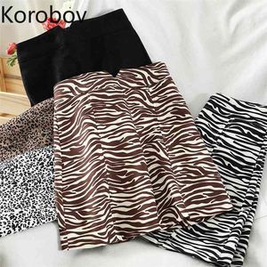 Korobov Vintage Streetwear Jupes Coréenne Taille Haute A-Line Mini Jupe Automne Hiver Nouveau Harajuku Zebra Modèle Faldas Mujer 210430