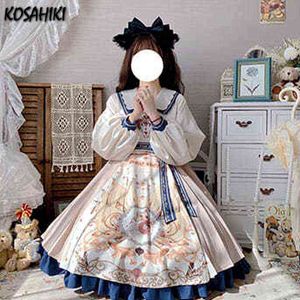 KOSAHIKI Gothic Lolita Lace Patchwork Vestidos Mujeres Vintage Harajuku Una línea Vestido Japonés Y2k Cosplay Vestidos de fiesta estéticos G220414