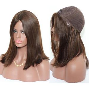 Kosher Pruiken 12A Grade Light Brown Color # 4 Finest Maleisian Virgin Menselijk Haar Zijdeachtige rechte 4x4 Zijde Base Joodse Pruik Snelle Express Levering