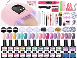 Koskoe Nail Set met 36W UV Dryer Lamp Kit 1020 Bottle Nail Polish Gel Set boormachine Gereedschap Glitter Full3973062