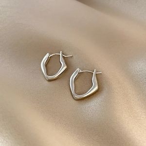 KouCh boucle d'oreille torsion en alliage de cuivre lisse boucles d'oreilles mentales deux cercles forme ronde élégant femme bijoux Style coréen mode 240227