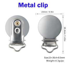 Kovict 5 / 10pcs Clips de sucette en métal 23 mm Clip rond Sussender avec insert en plastique Insert de la chaîne de sucette des accessoires faits à la main