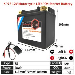 KP7S 12V 4AH Motorcycle Lifepo4 Batería de arranque CCA 260A BMS BMS Lithium Batería de litio 12 V Reemplace YTZ7S YTZ7S-BS CTZ7S