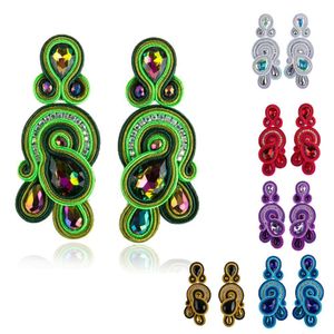KPACOTA Mode Soutache Oorbellen Etnische Boho Design Handgemaakte Weven Dames Drop Earring 2020 Apparel Accessoires Groen wit