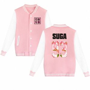 Kpop Veste de baseball pour femmes Bangtan Boys Album Lettre florale Fans d'impression Sweat-shirt de soutien Harajuku Survêtements Vêtements p3If #