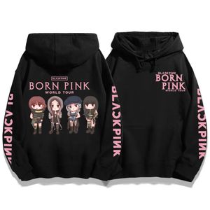 Kpop né rose sweats mignon graphique imprimé pulls à manches longues hiver décontracté chaud hauts à capuche femmes filles