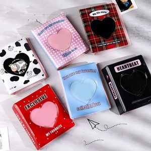 Kpop Card Binder 3inch fotoalbum Hollow Love Heart Model Photocard Holder Plaid Album Instax Mini Album voor kaarten verzamelen boek