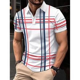 KPOP Fashion Style Harajuku Slim Fit Tops Lâche Casual All Match T-shirts Imprimé Revers Bouton Treillis Manches Courtes POLO 240320