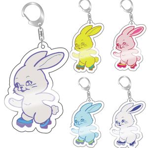 KPOP nouveau jean porte-clés dessin animé lapin Figurines voiture porte-clés MinJin Hanni Danielle Haerin Hyein pour femmes hommes cadeaux accessoire