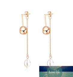 Kpop perle perle en acier inoxydable boucles d'oreilles pour femmes mode or rose chaîne gland bijoux accessoires kolczyki damsk usine 5260749