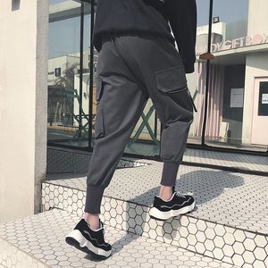Kpop printemps et automne nouveaux pieds de poche à fermeture éclair pour hommes harem coréen décontracté étudiant porter des pantalons de sport marée C18111601