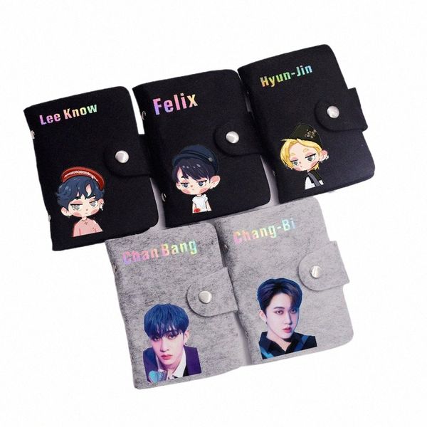 Kpop Stray Kids Short Felt Wallet Card ID Holder Porte-monnaie Hyunjin Felix Bangchan Lee Know Gift Fans Collecti Y24w #