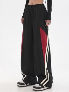 Kpop Women Casual Joggers Pant Pant Fashion Streetwear Oversized Sports Wide Leg Pants Hip Hip Y2K Sweatpant High Taille Baggy Trouser 240428