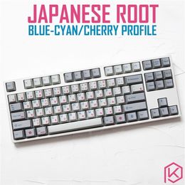 kprepublic 139 Japanse wortel Japan blauw cyaan lettertype taal Cherry profiel Dye Sub Keycap PBT voor 87 104 LJ200925185N