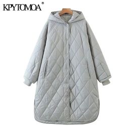 Kpytomoa dames mode dikke warme oversized parka's met capuches gevulde jas vintage lange mouwzakken vrouwelijke bovenkleding chic overjas 201201