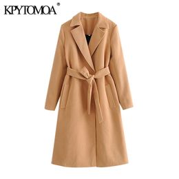 Kpytomoa Moda de mujeres con bolsillos laterales de lana de lana Vintage Ventilates de manga larga respiraderos femeninos